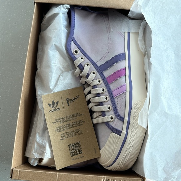 RARE NWT Adidas Nazzi Parley Platform Sneakers Lilac Pink White - Picture 9 of 9
